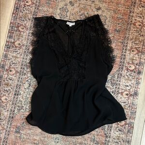 Free People Black Lace Blouse